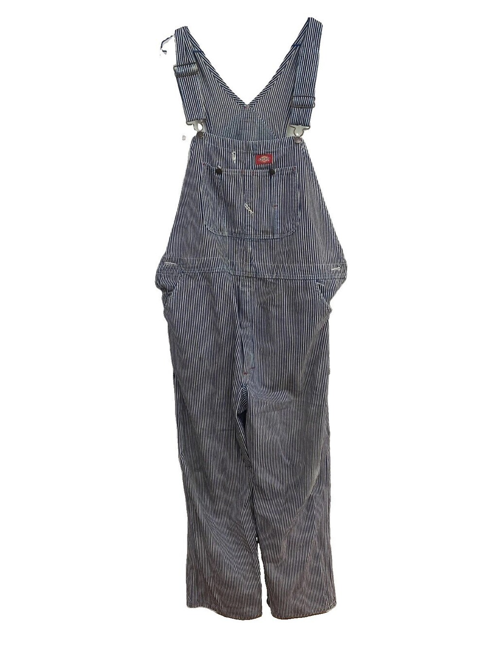 Dickies Men’s 38x30 Blue/White Striped Cotton Denim Bib Overalls Workwear